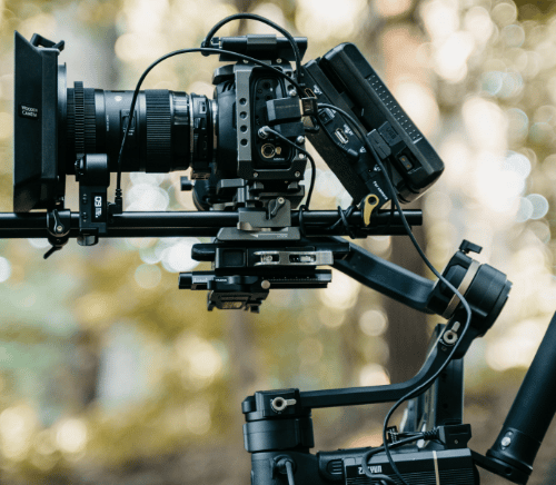Professional video camera in outdoor production environment