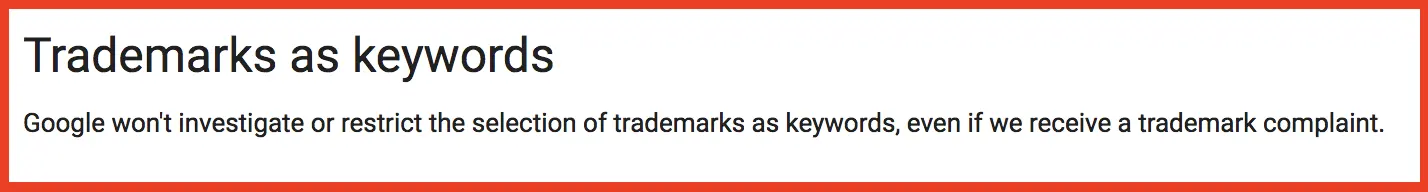 Google's Guidelines for Trademarks as Keywords